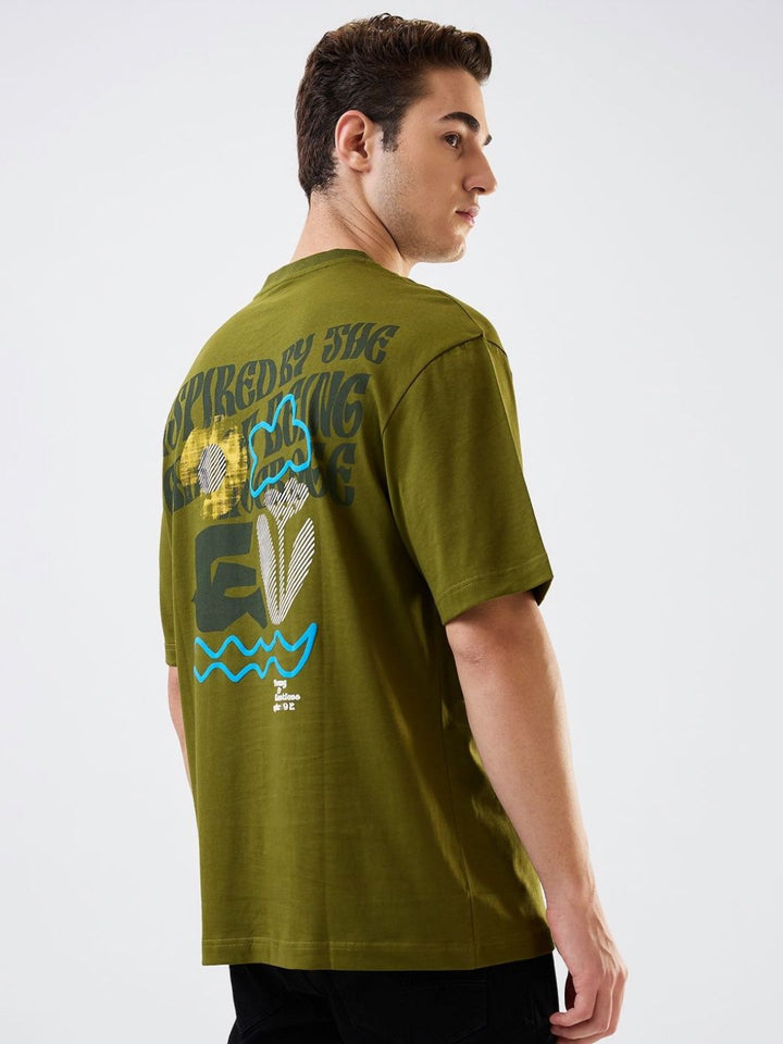 SPYKAR Men Typography Printed Round Neck Cotton Relaxed Fit T-shirt