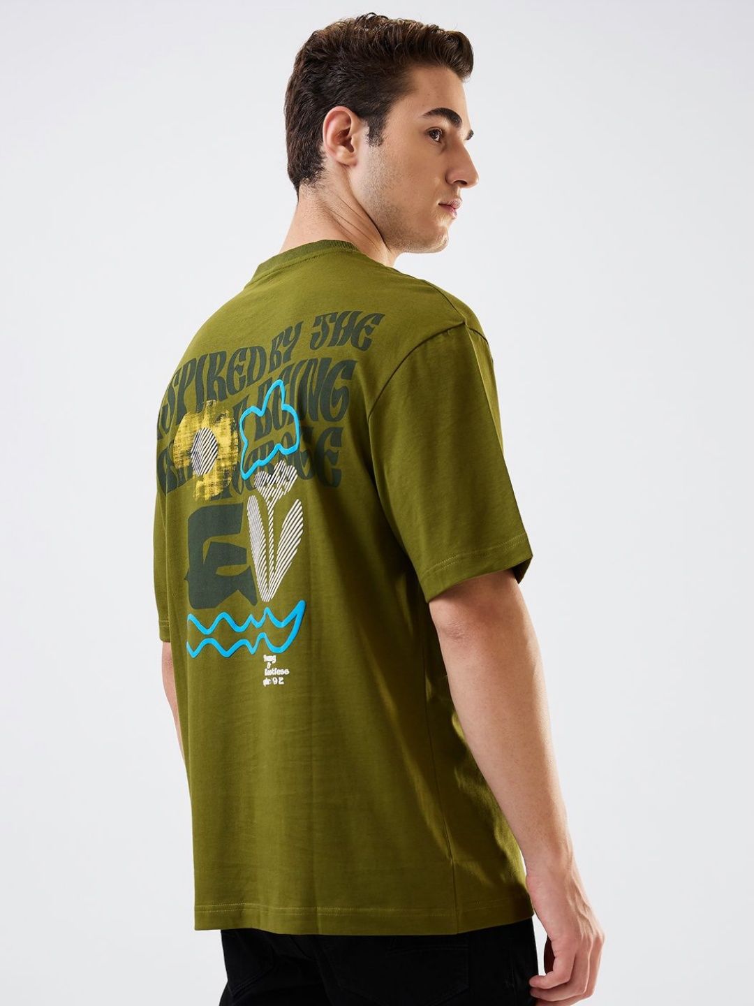 SPYKAR Men Typography Printed Round Neck Cotton Relaxed Fit T-shirt