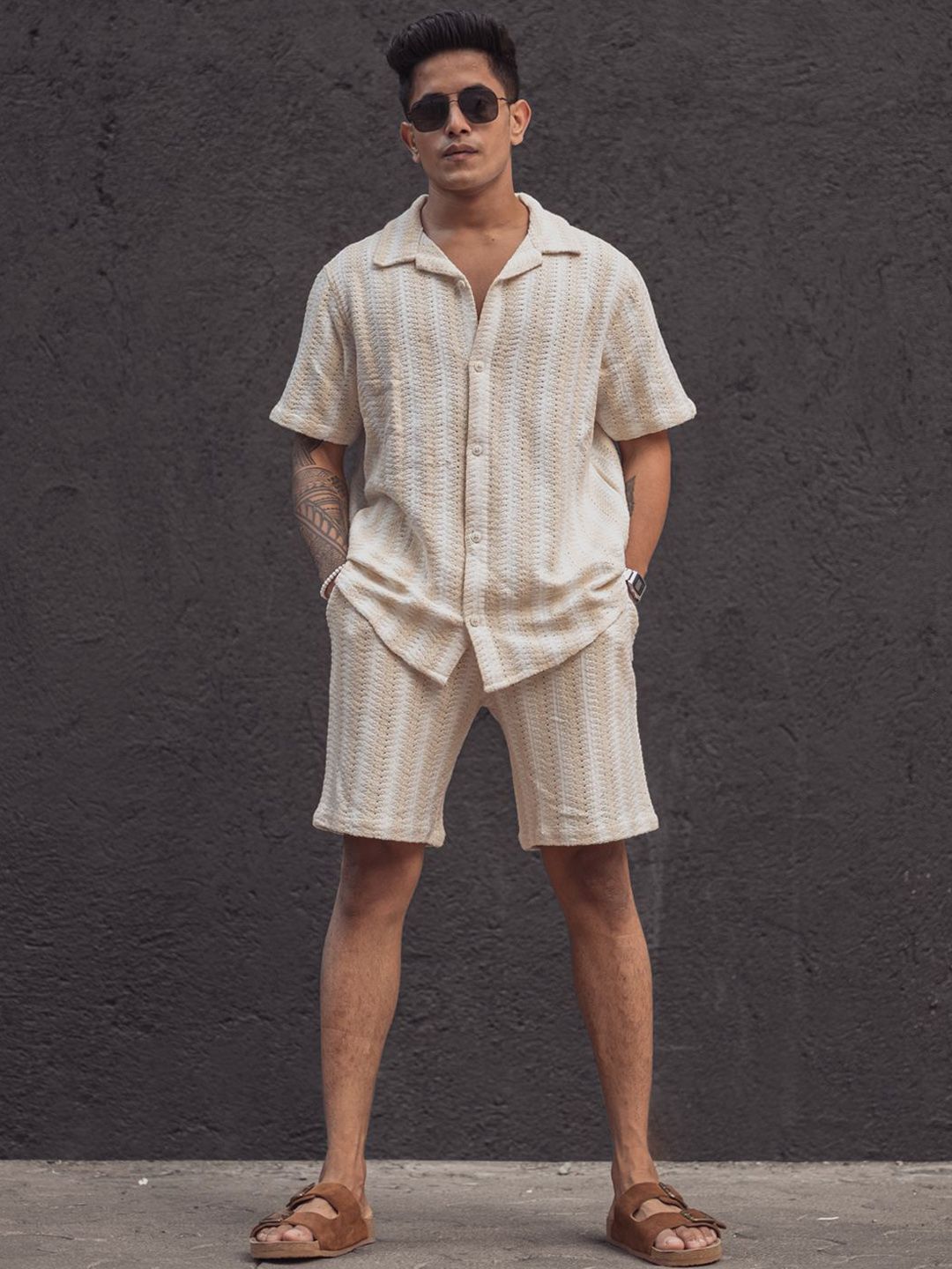 Powerlook Striped Shirt With Shorts