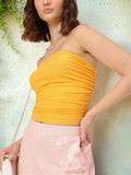DressBerry Sunshine Style Textured Knit Smocked Bandeau Top