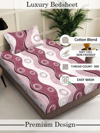 Myntra Elegant Homes White & Maroon Geometric 300 TC Single Bedsheet with 1 Pillow Covers