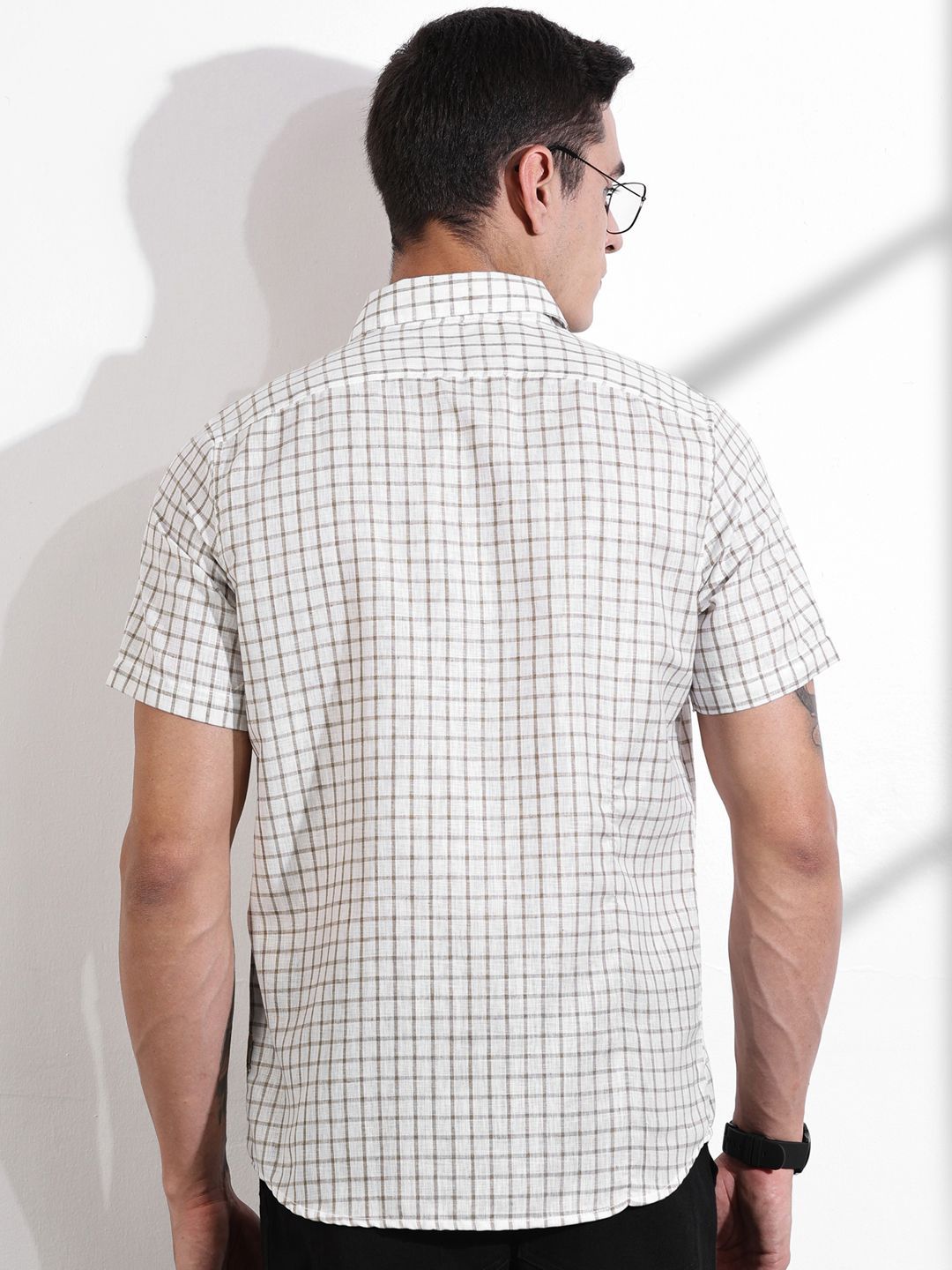 Thomas Scott Men Premium Slim Fit Gingham Checks Opaque Checked Casual Shirt