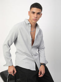 VASTRADO Men Classic Spread Collar Vertical Stripes Self Design Slim Fit Casual Shirt