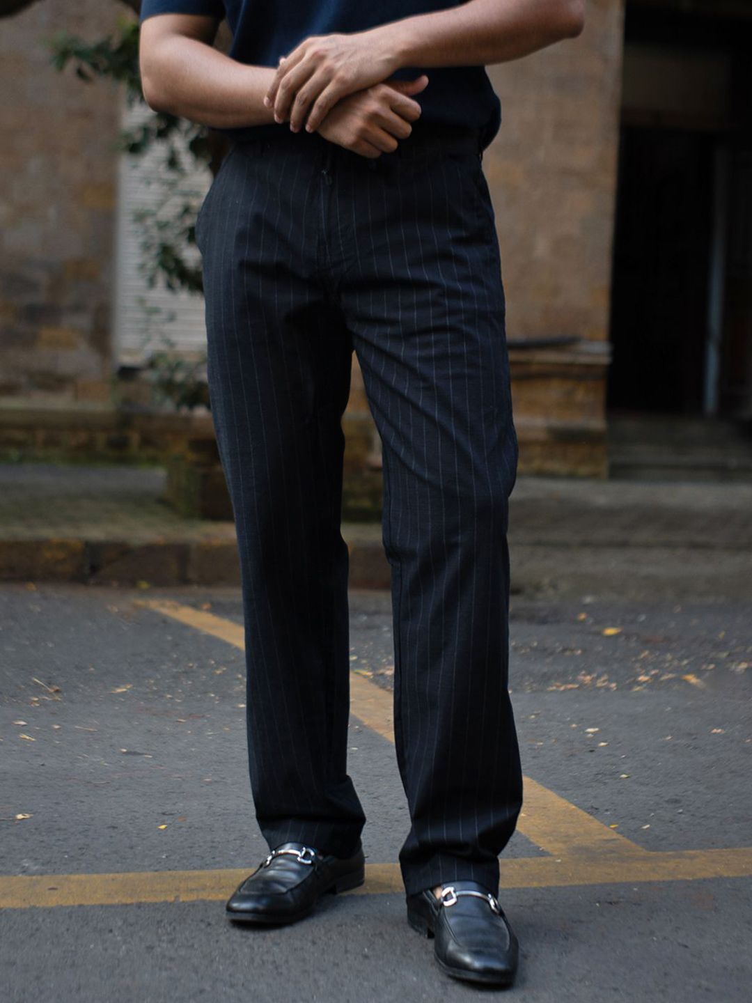 Powerlook Striped Pure Cotton Trouser