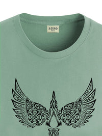 ADRO Men Printed Raw Edge T-shirt