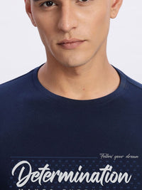 ADRO Typography Printed Round Neck Cotton T-shirt