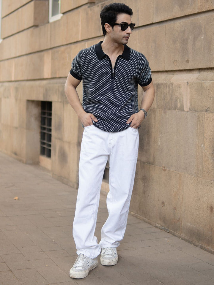 Powerlook Men Checked Polo Collar T-shirt