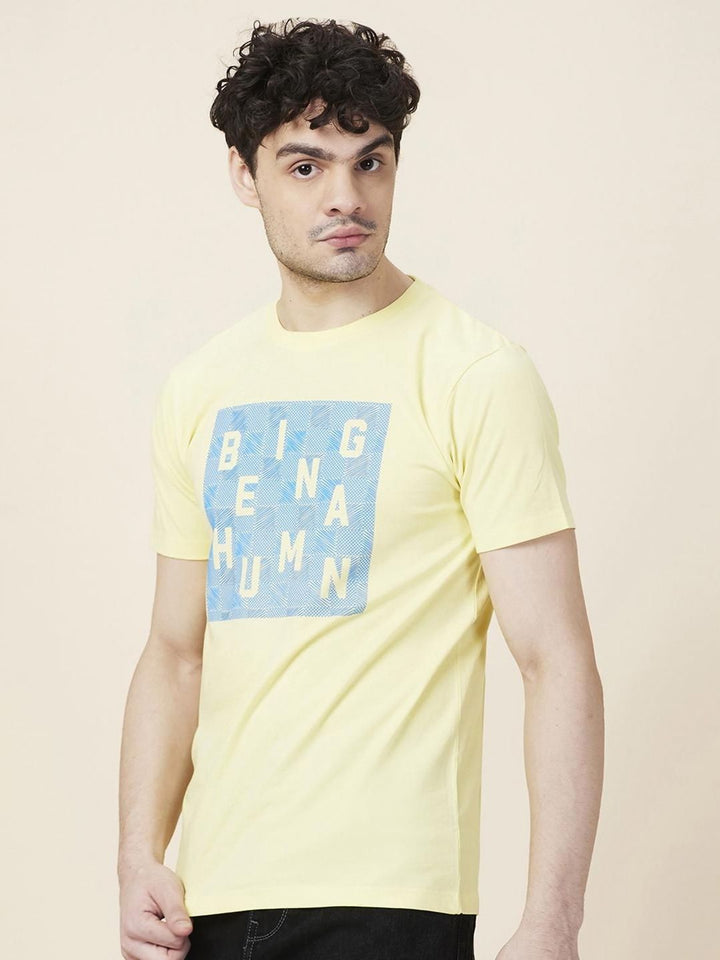 Being Human Men Typography Printed Round Neck Cotton Slim Fit T-shirt