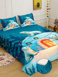 Klotthe Animal Printed Fitted 400 TC Double King 7D Bedsheet & 2 Pillow Cover- 250X225 cm