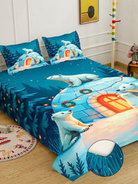Klotthe Animal Printed Fitted 400 TC Double King 7D Bedsheet & 2 Pillow Cover- 250X225 cm