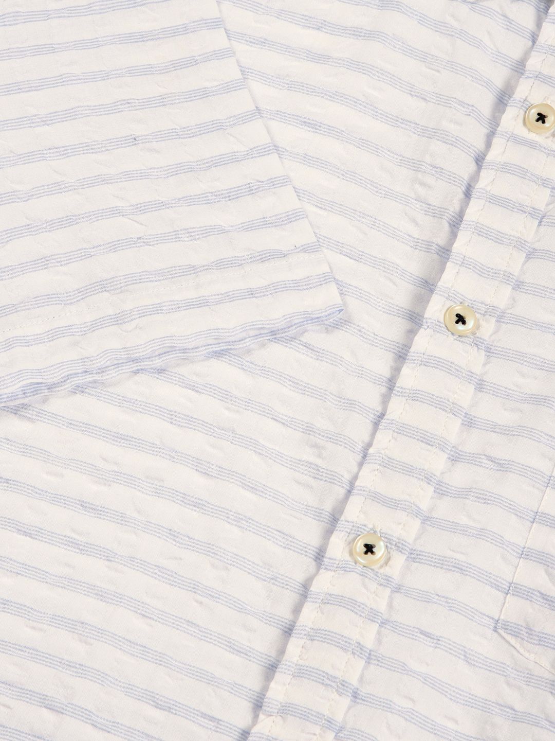 Thomas Scott Premium Spread Collar Seersucker Checks Pure Cotton Casual Shirt
