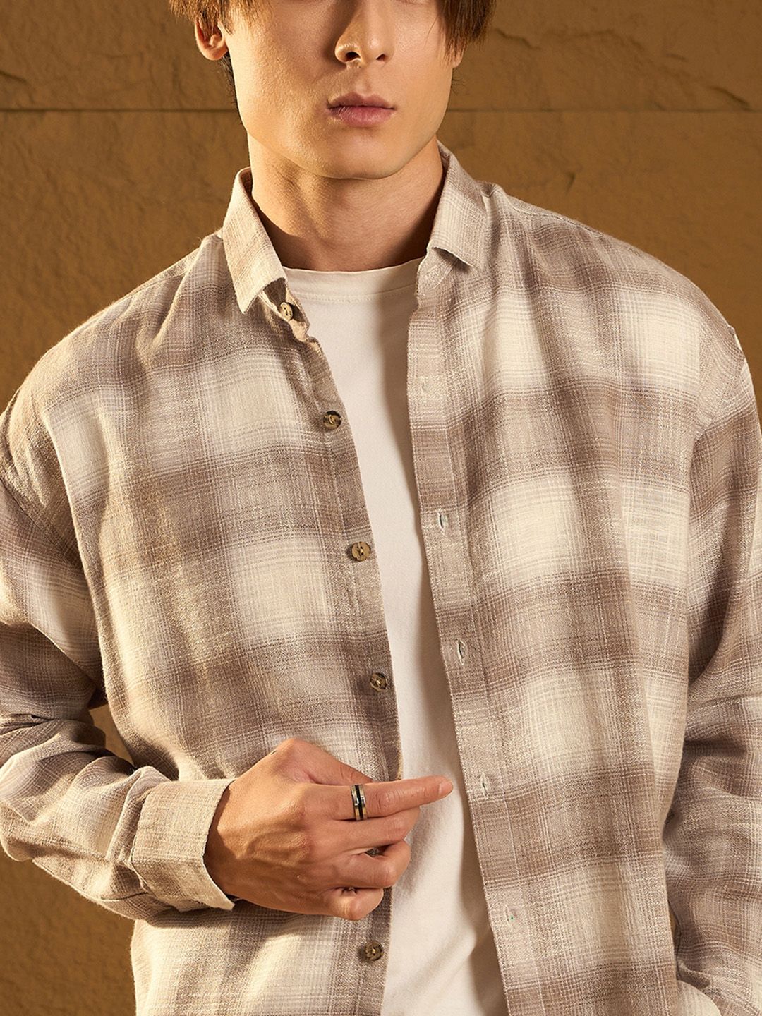Dennison Men Drop Shoulder Oversized Checked Shirt