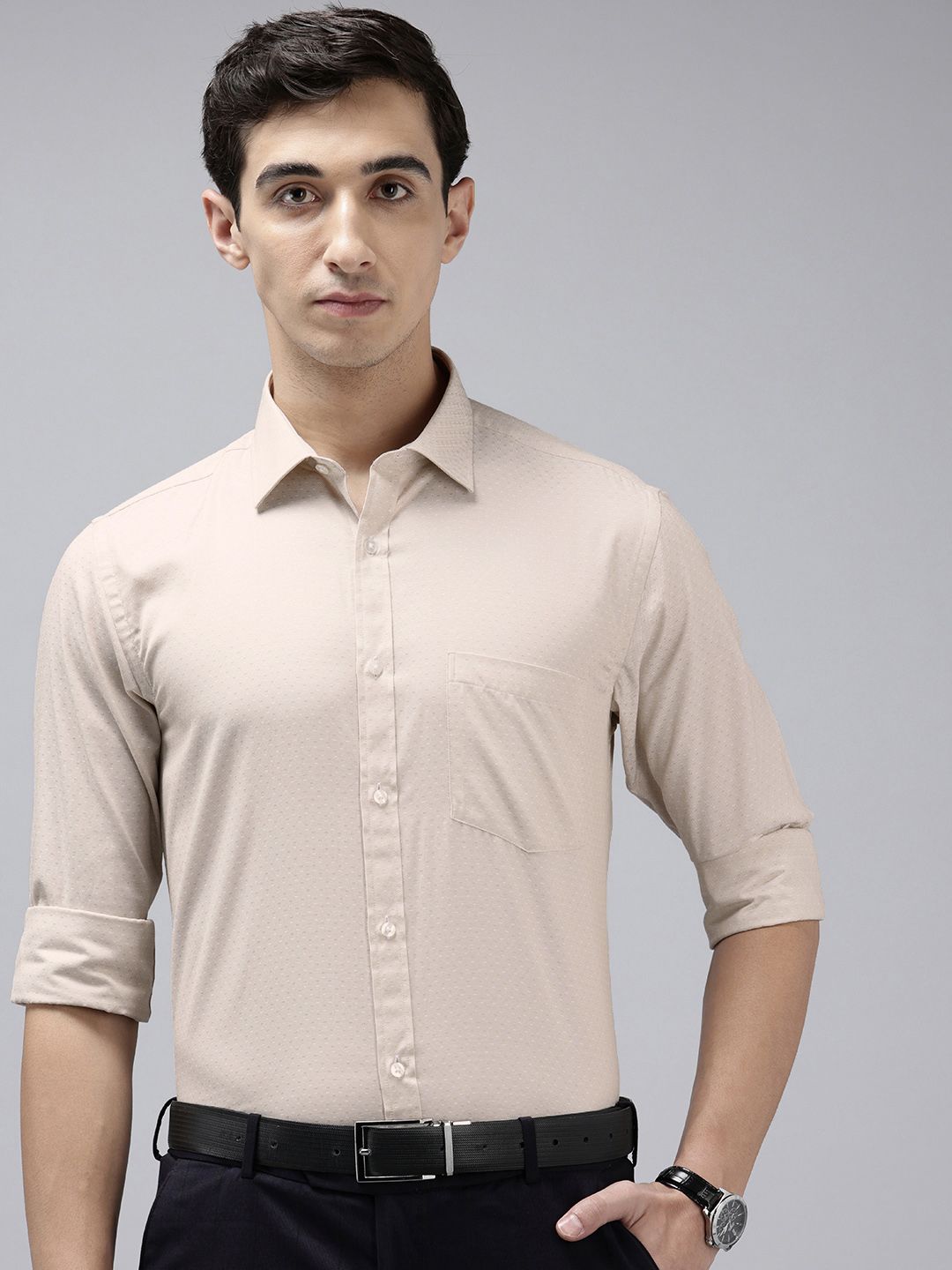 Park Avenue Slim Fit Self Designed Formal Shirt