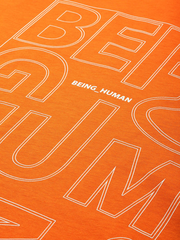 Being Human Brand Logo Printed Pure Cotton Slim Fit T-shirt
