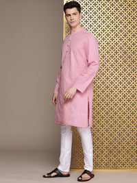 House of Pataudi Rozana Embellished Sequinned Pure Cotton Kurta