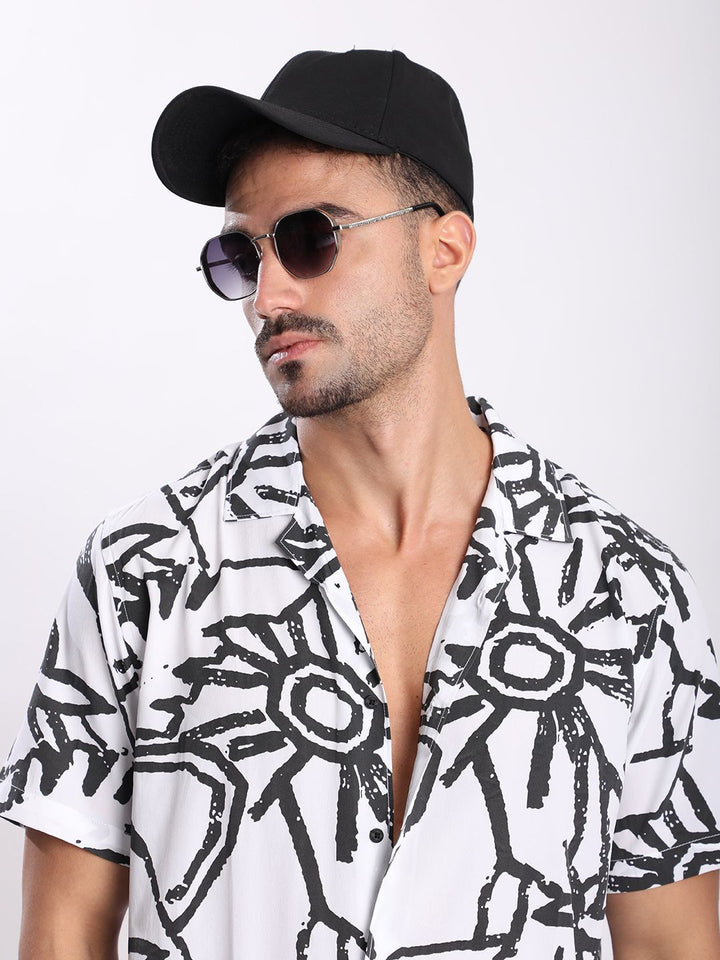 Bene Kleed Men Abstract Printed Cuban Collar Casual Shirt