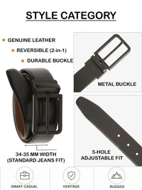 Teakwood Leathers Men Textured Leather Reversible Formal Belt