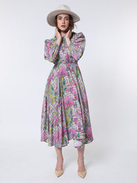 Rareism A-line Geo Floral Midi Dress