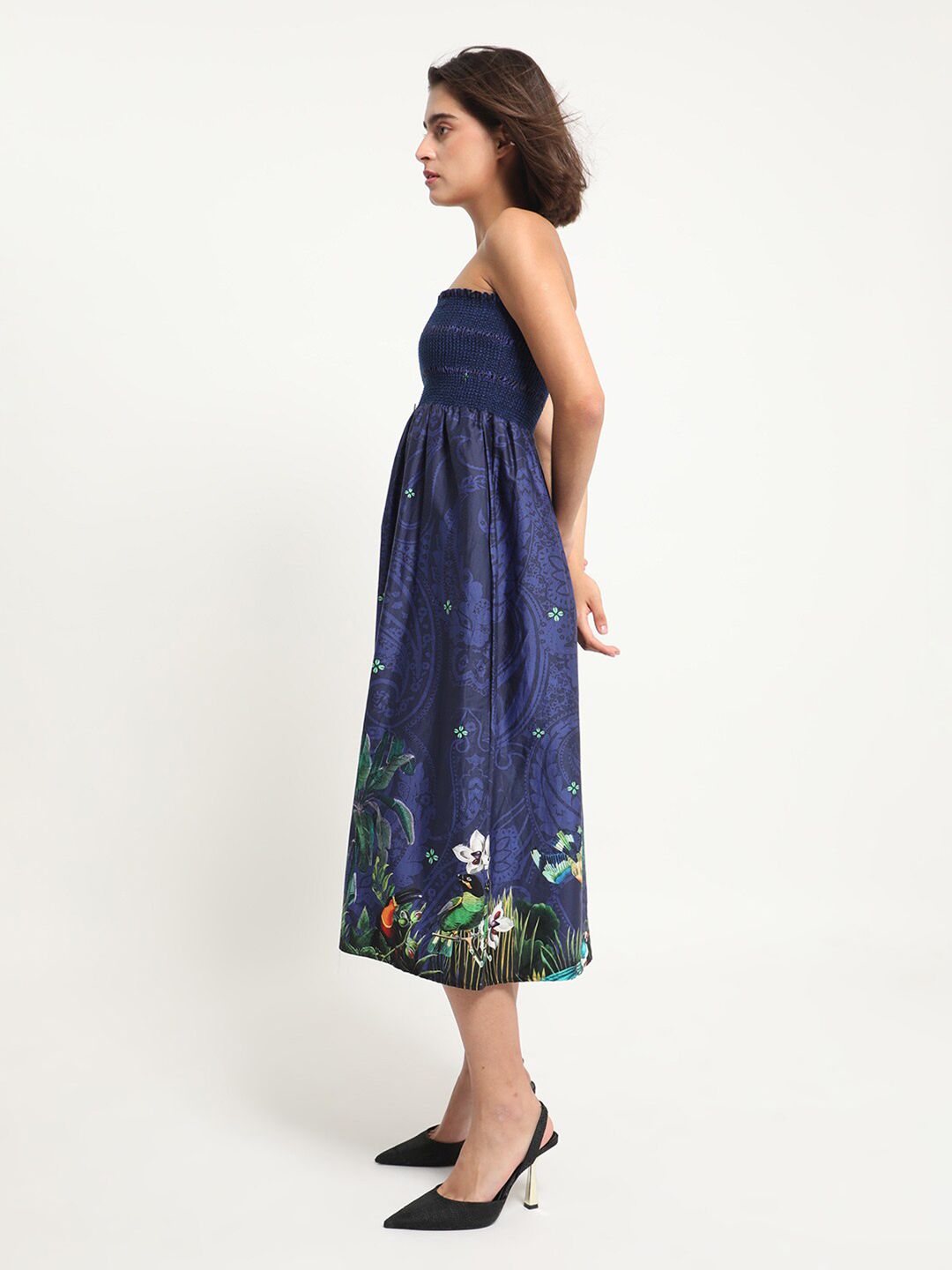 RAREISM Pure Cotton Tropical Print Tube Dress