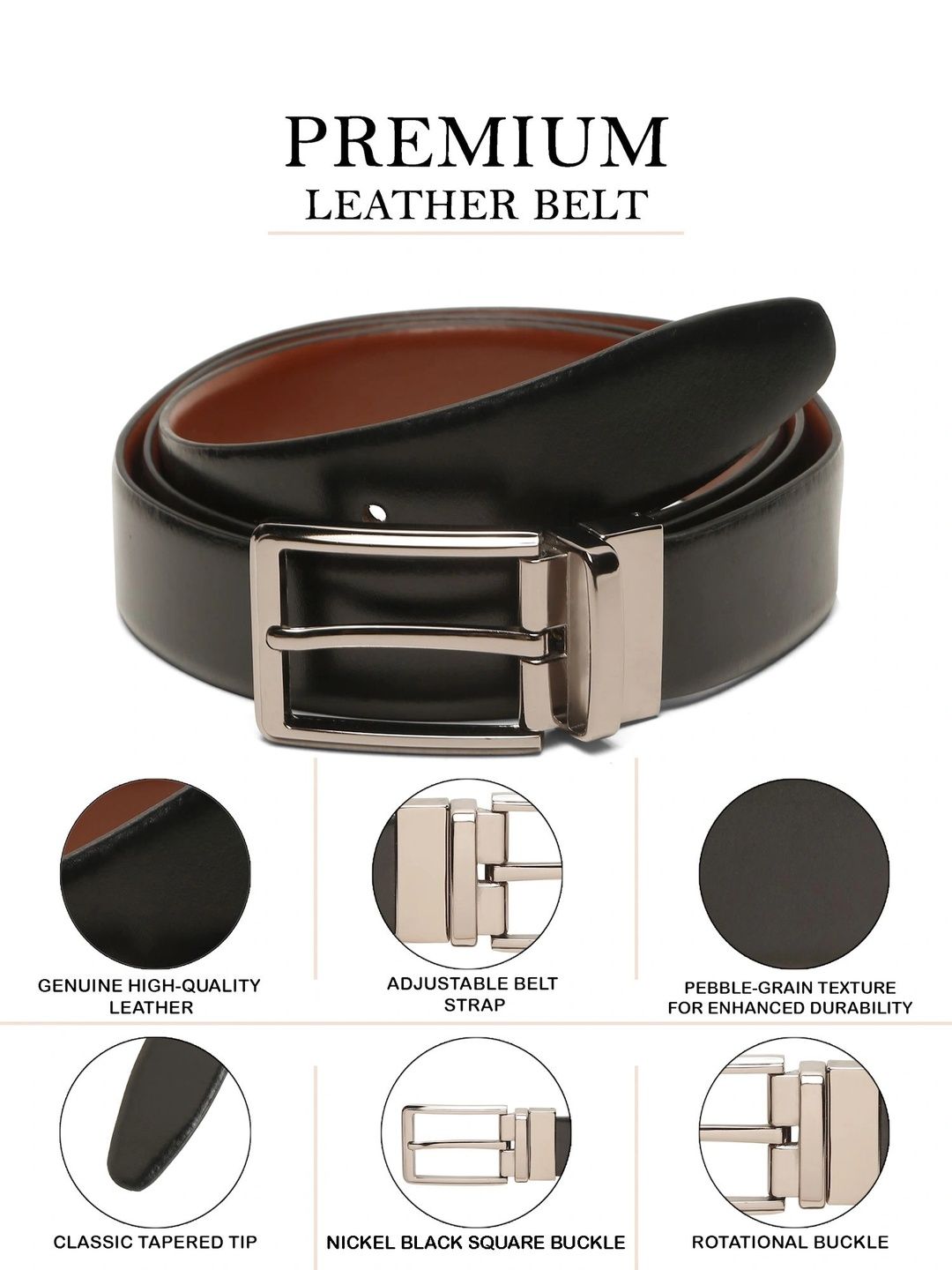 Teakwood Leathers Men Leather Reversible Formal Belt