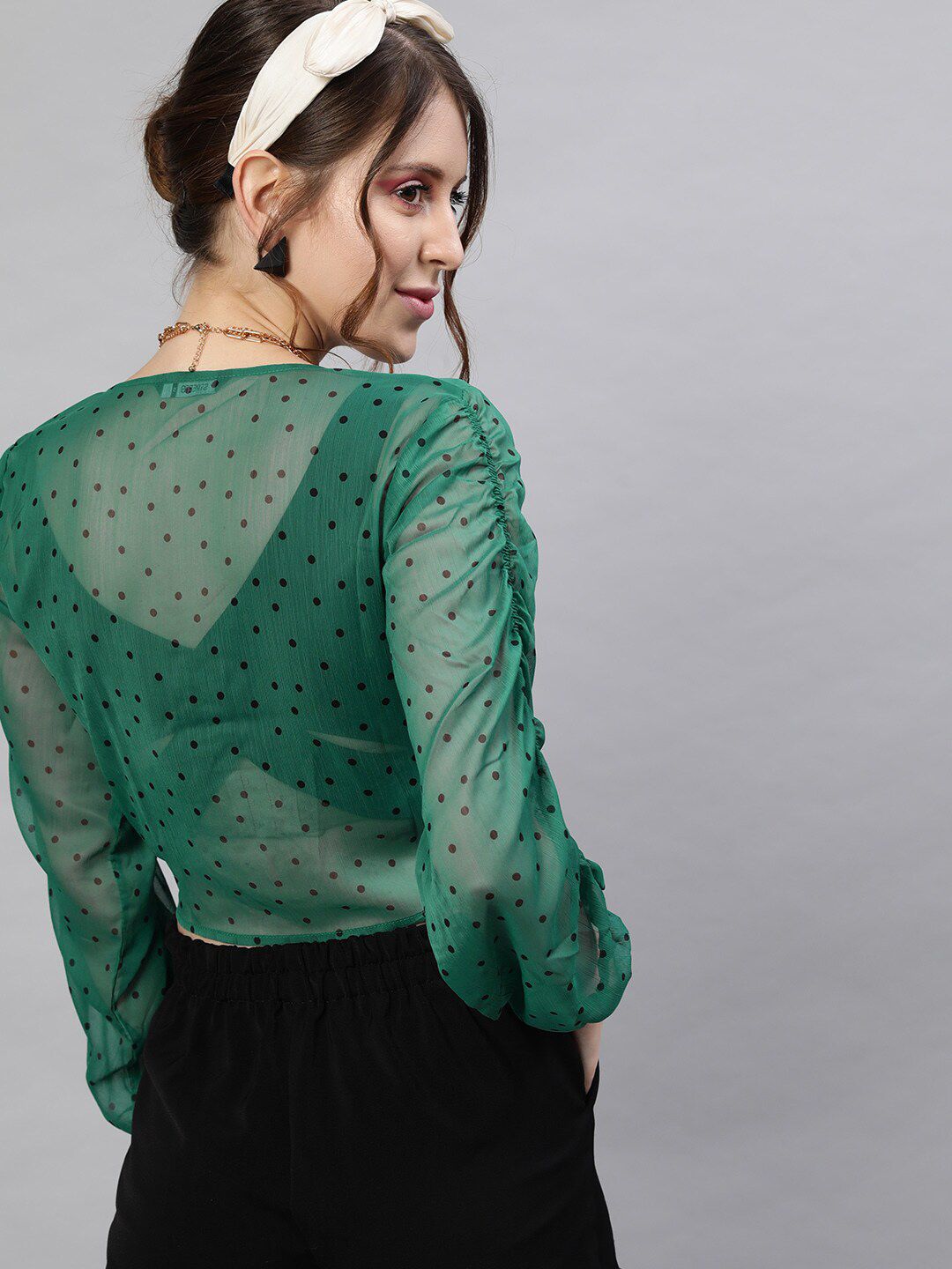 STREET 9 Green Chiffon Printed Top