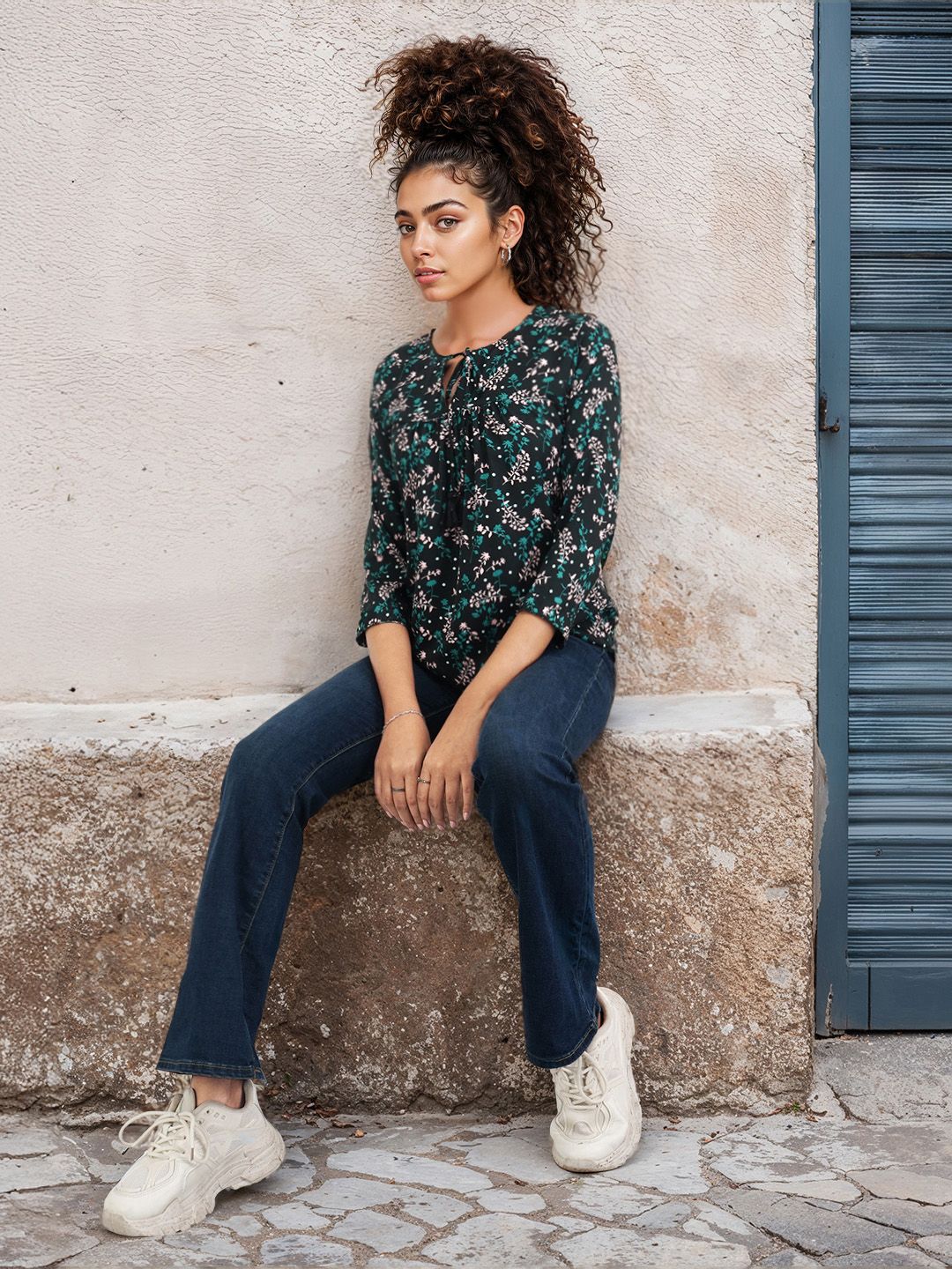 DressBerry Tropical Print A-Line Top