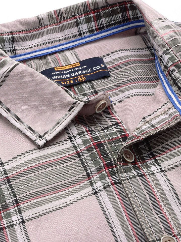 The Indian Garage Co Men Pink Checked Casual Shirt