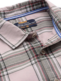 The Indian Garage Co Men Pink Checked Casual Shirt