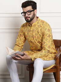 SOJANYA Ethnic Motifs Printed Band Collar Long Sleeves Straight Kurta