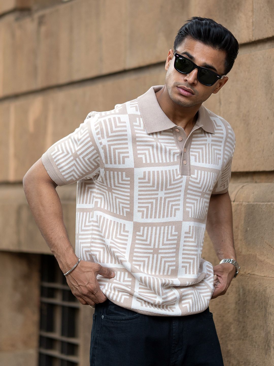 Powerlook Men Printed Polo Collar T-shirt