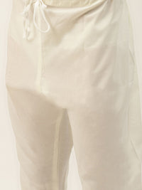 SOJANYA Men Pink & Golden Self Design Kurta with Churidar & Nehru Jacket