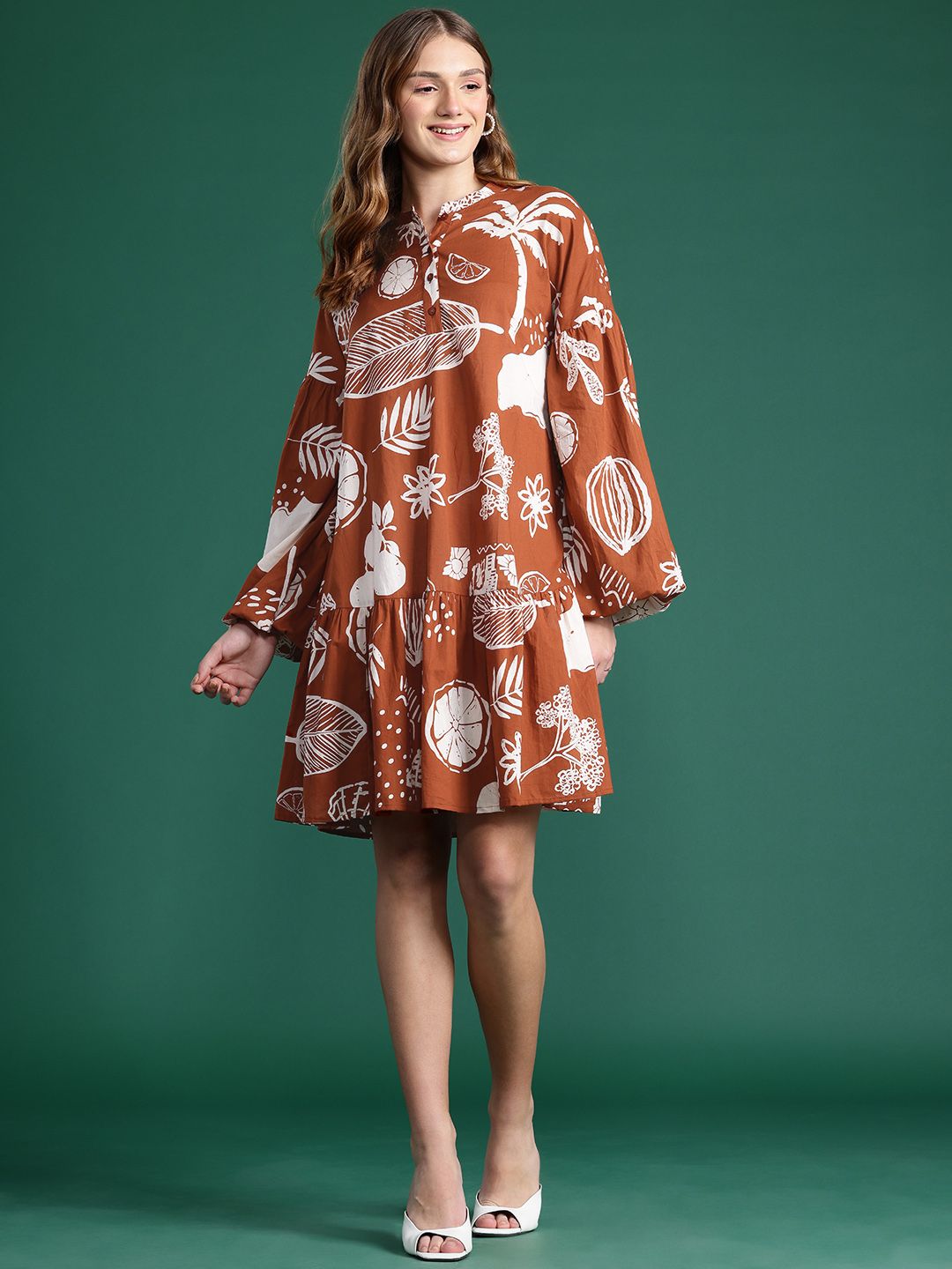 DressBerry Floral Print Drop-Waist Dress