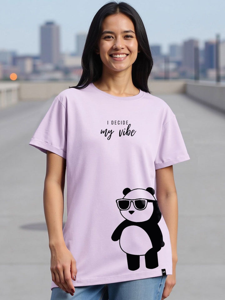 Bewakoof Women Lavender & Black Printed T-shirt