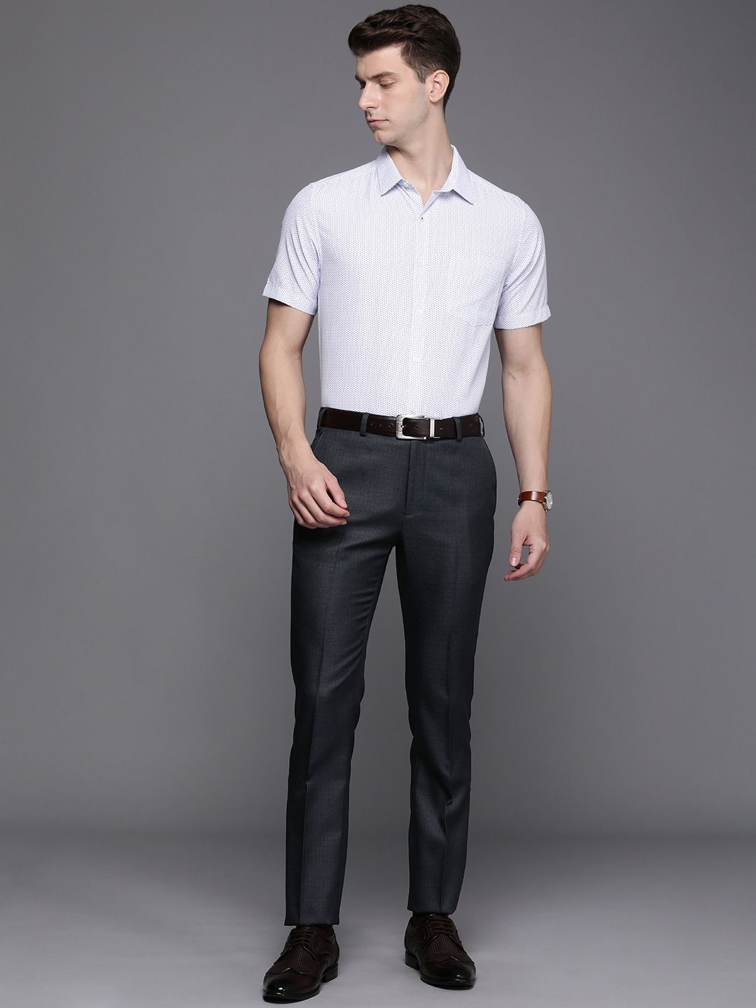 Raymond Men Checked Slim Fit Formal Trousers