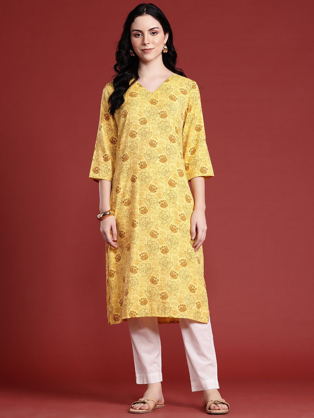 Anouk Women Pure Cotton Floral Printed Kurta
