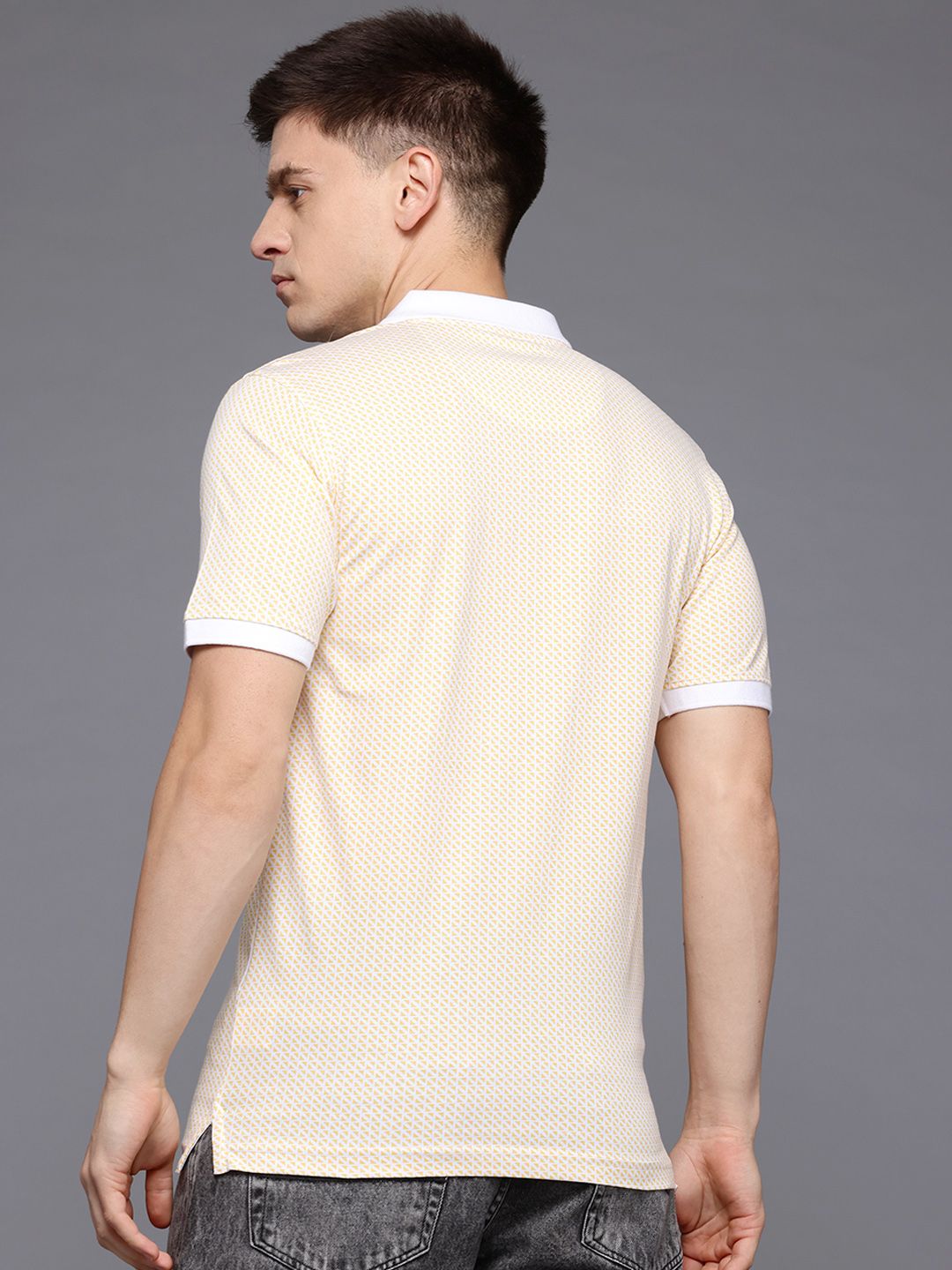 Raymond Geometric Print Polo Collar Pure Cotton Modern Fit T-shirt