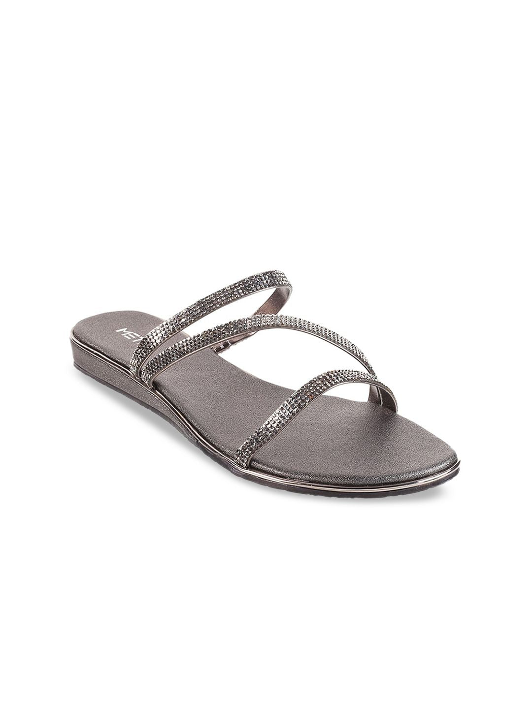 Metro Embellished Open Toe Flats