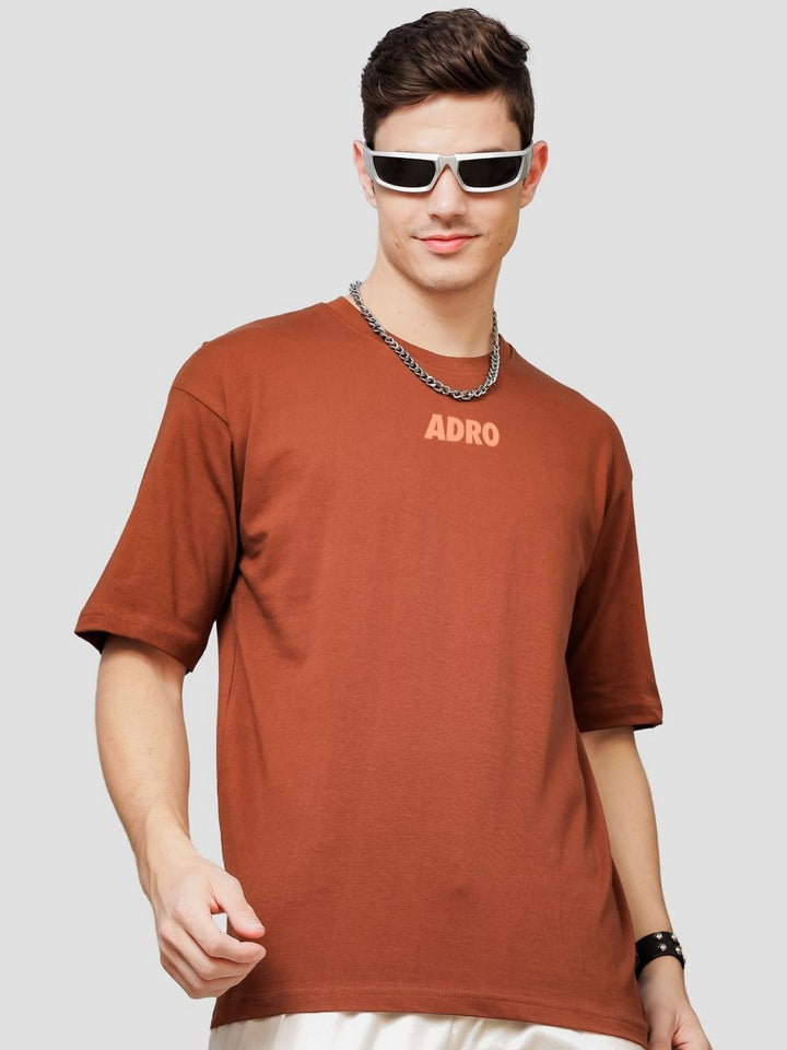 ADRO Men Printed V-Neck Applique T-shirt