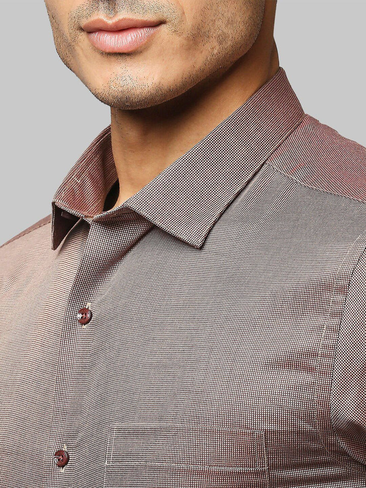 Park Avenue Men Brown Slim Fit Checked Cotton Formal Shirt