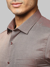 Park Avenue Men Brown Slim Fit Checked Cotton Formal Shirt