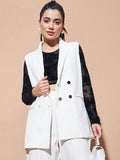 Sassafras Asas Keselesaan-sesuai selendang selendang Double-breasted Longline Casual Blazer