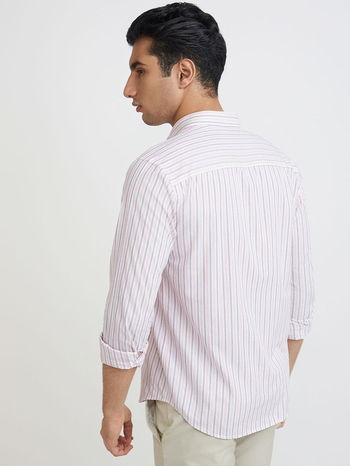 Park Avenue Men Slim Fit Vertical Stripes Opaque Pure Cotton Casual Shirt