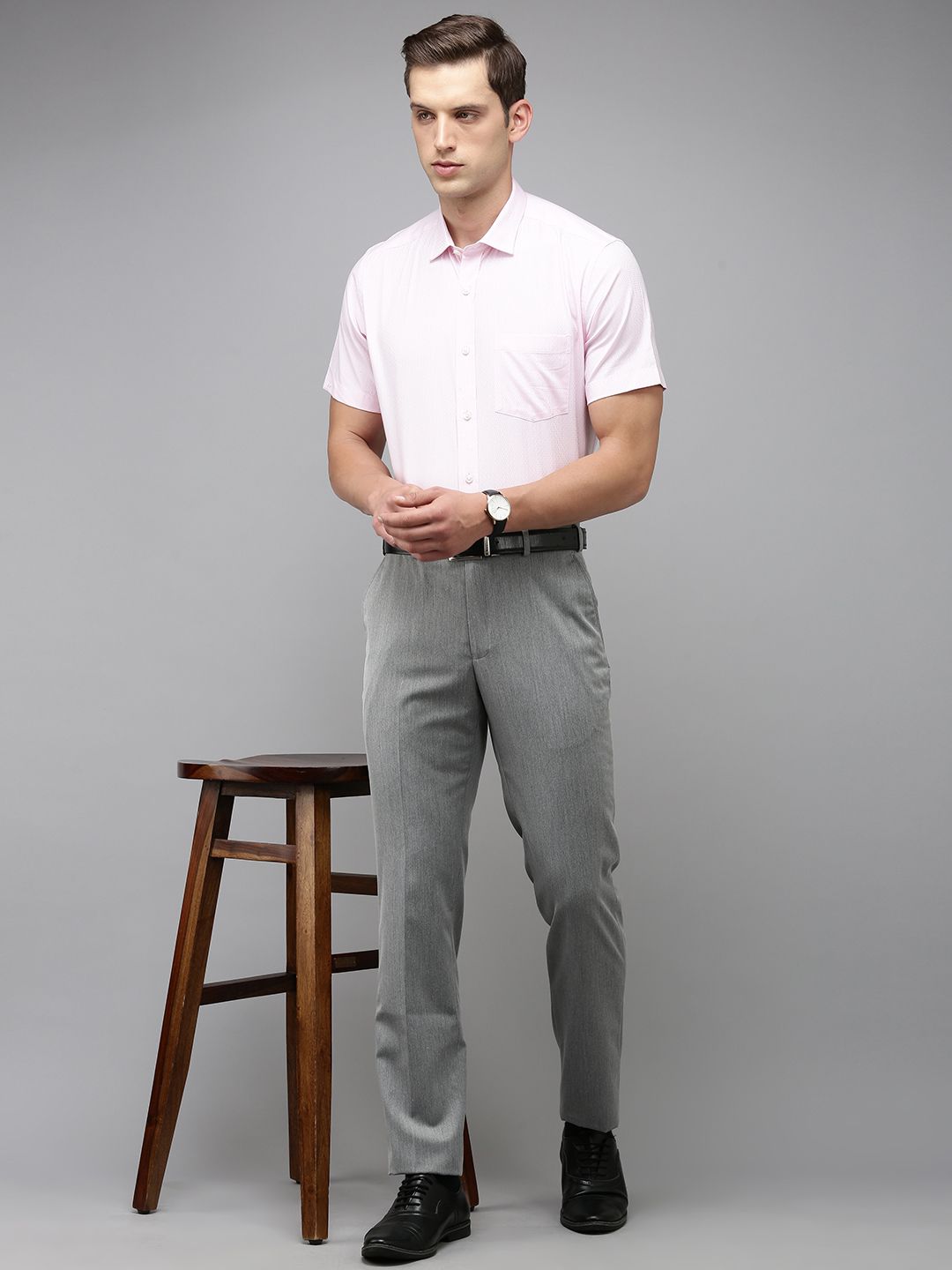 Park Avenue Men Textured Smart Slim Fit Formal Trousers