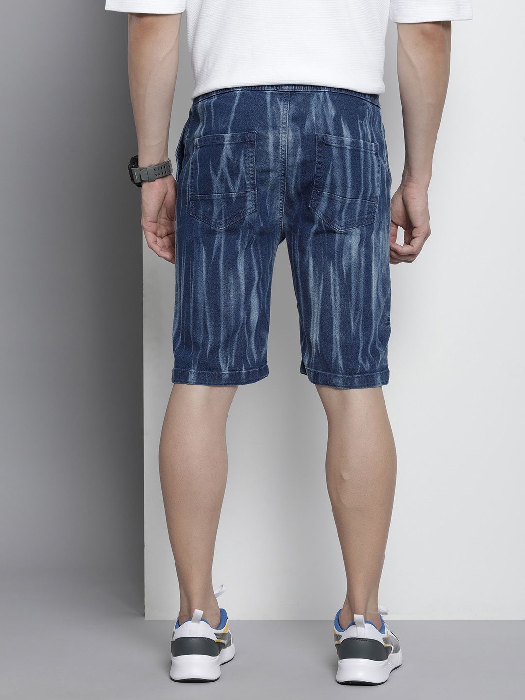 The Indian Garage Co Men Abstract Printed Denim Shorts