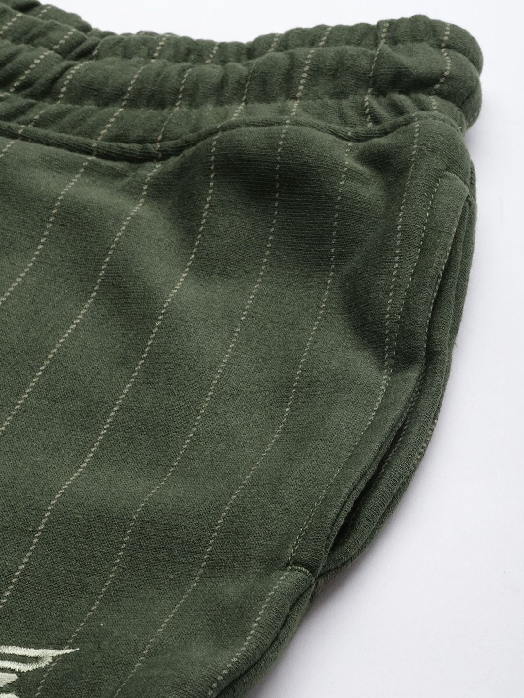 The Indian Garage Co Men Olive Striped Joggers