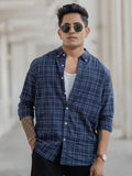 Powerlook Men Button-Down Collar Tartan Checked Cotton Casual Shirt