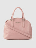 Lino Perros Peach-Coloured Croc Textured Structured Handheld Bag & Detachable Sling Strap