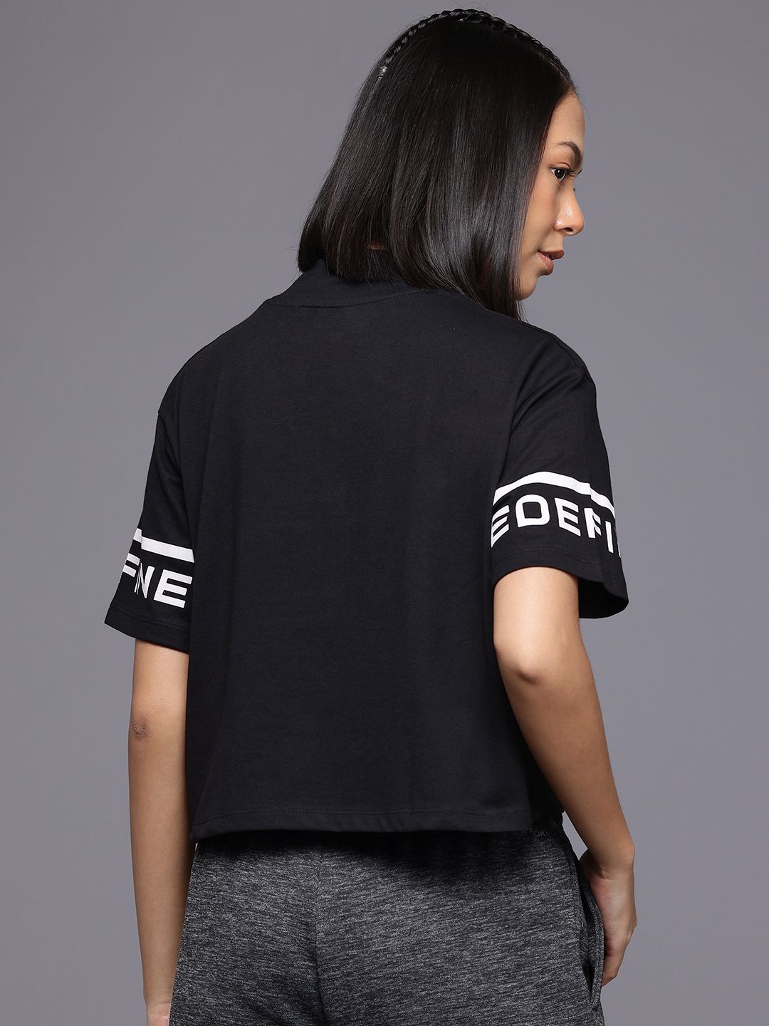 HRX by Hrithik Roshan High Neck Drop-Shoulder Sleeves T-Shirt