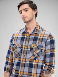 SPYKAR Men Tartan Checks Pocket Detailing Slim Fit Casual Shirt