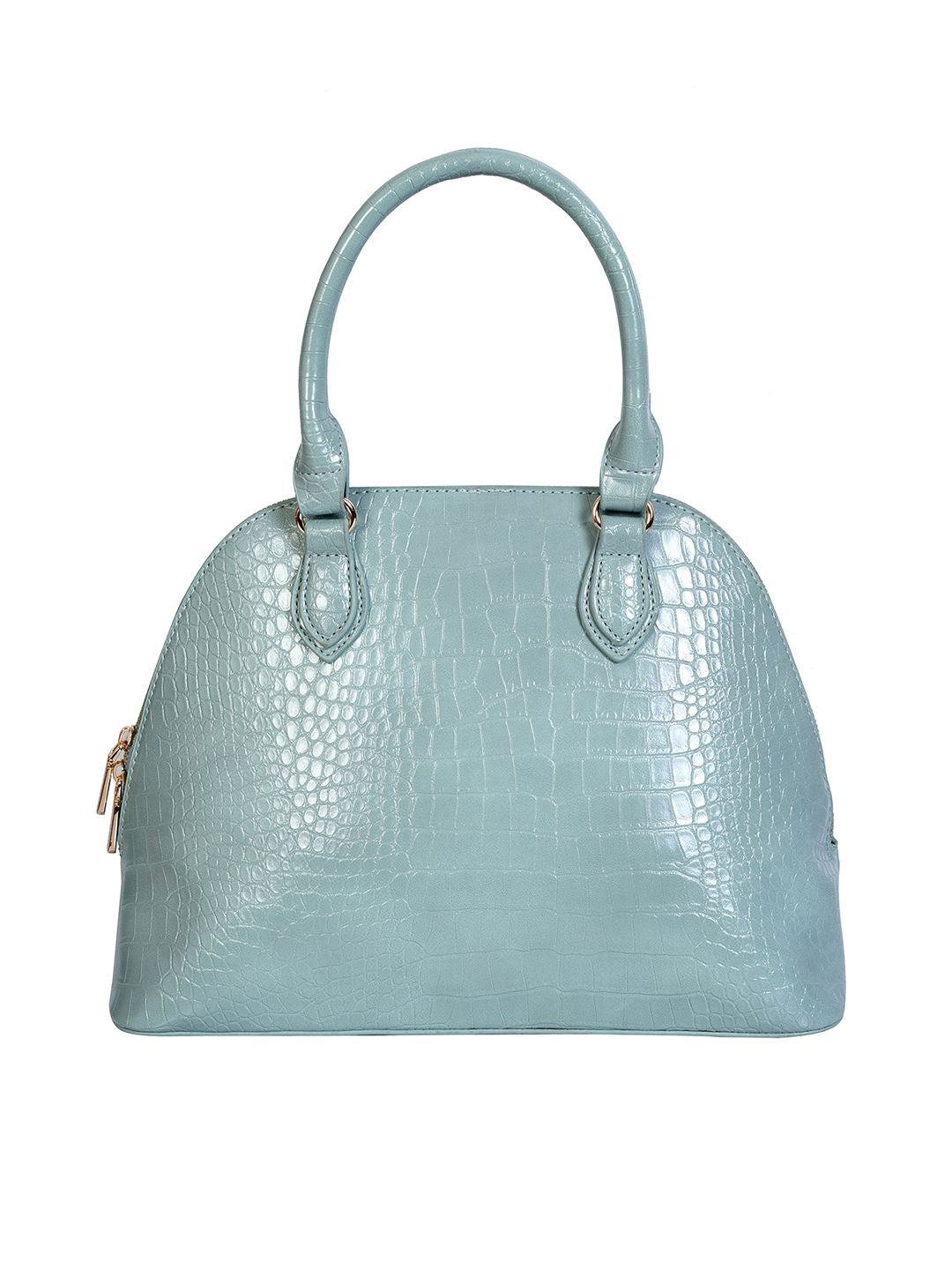 Lino Perros Green Croc-Textured Handheld Bag with Detachable Sling Strap